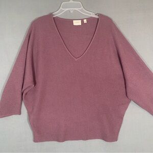 Cyrus V-Neck Sweater in Dusty Mauve Size Medium